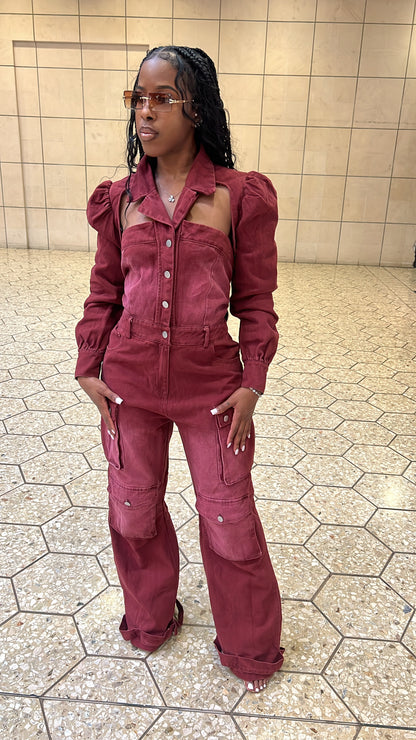 Wine & Work It Denim Jumpsuit