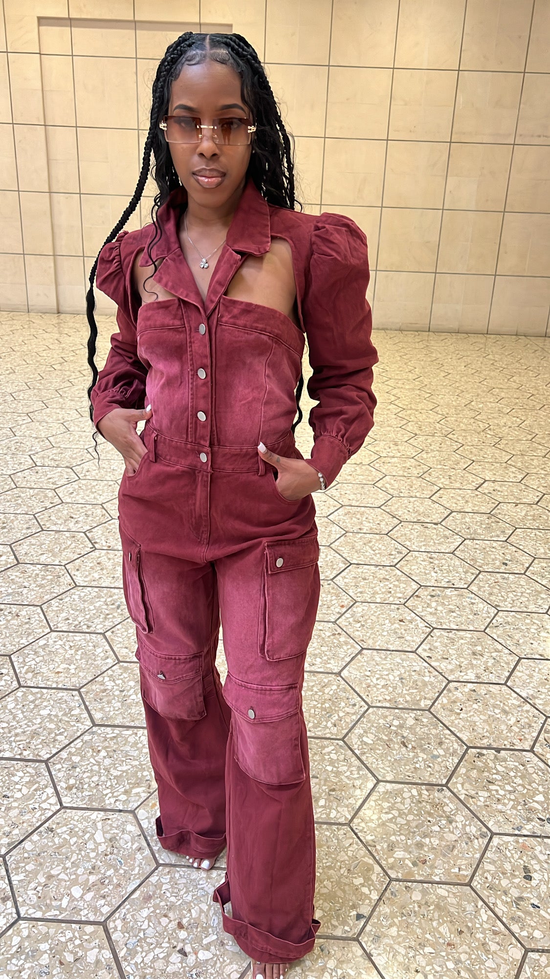 Wine & Work It Denim Jumpsuit