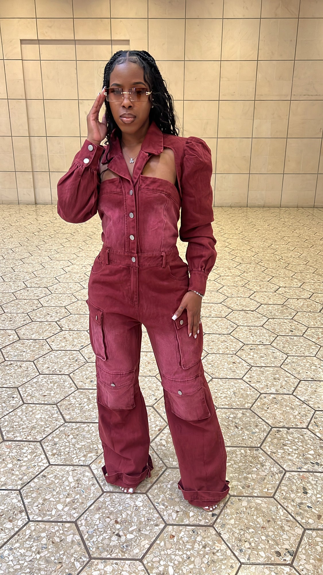 Wine & Work It Denim Jumpsuit