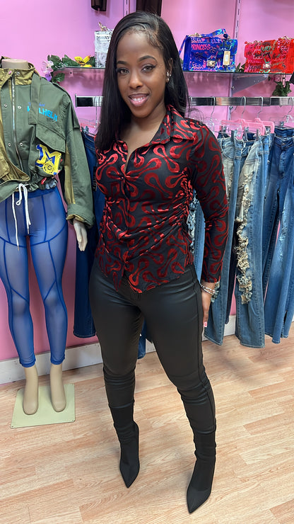 Red Velvet Blouse