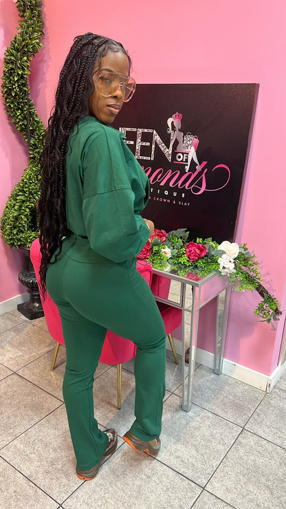 Luxe Lounge Zip Set - Green