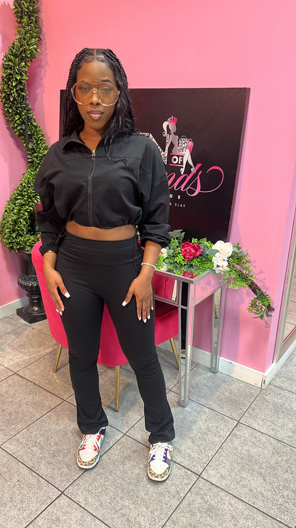 Luxe Lounge Zip Set - Black