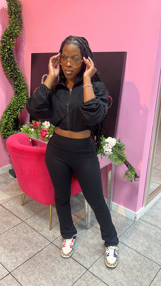 Luxe Lounge Zip Set - Black