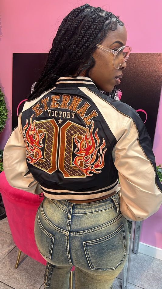 Varsity Crop Jacket - Black