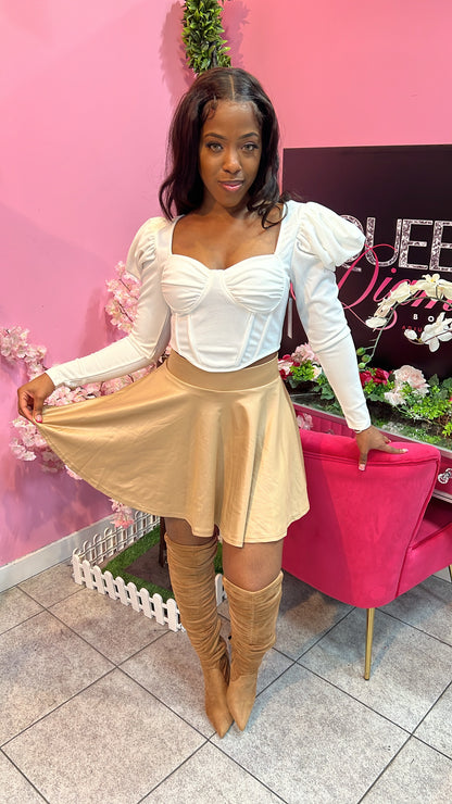 Skater Liquid Skirt - Tan