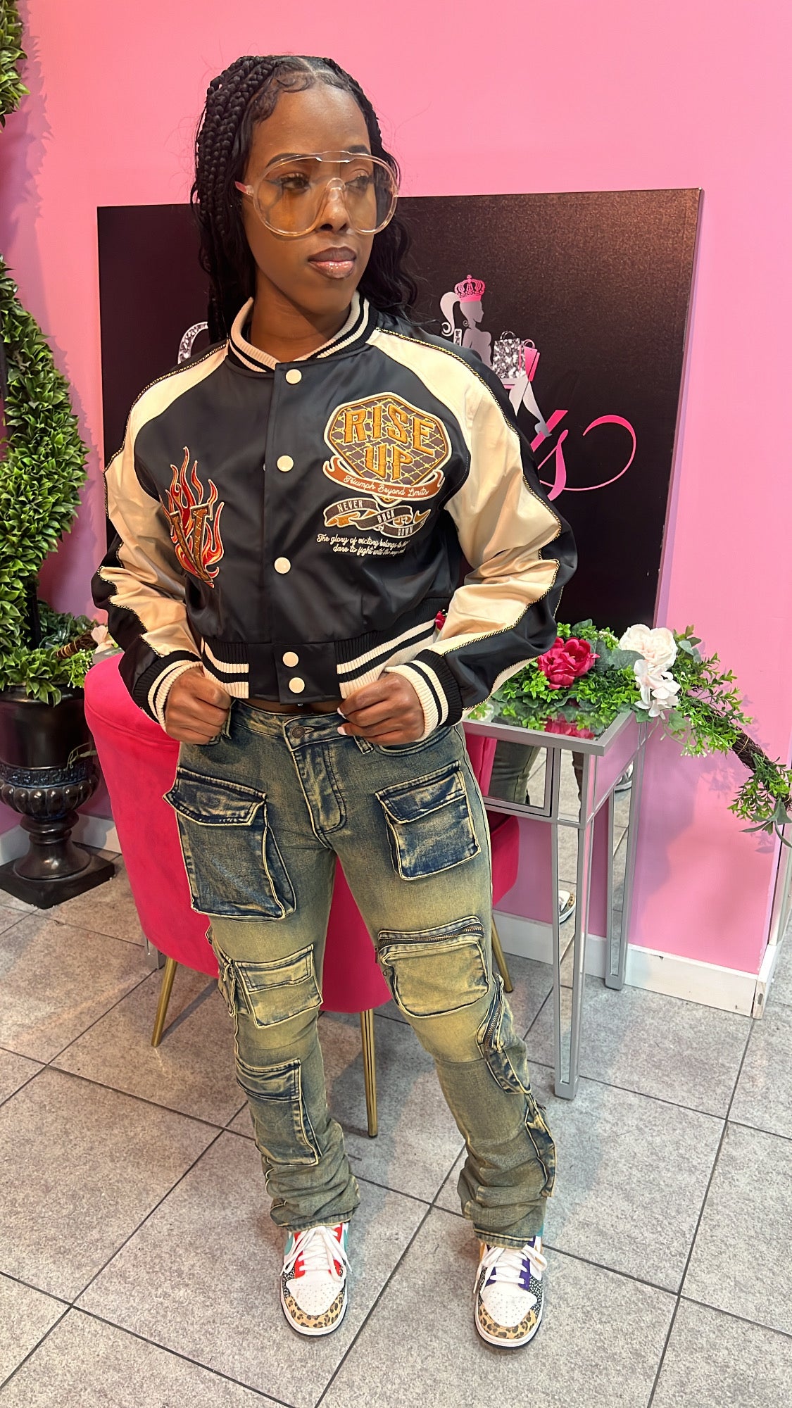 Varsity Crop Jacket - Black