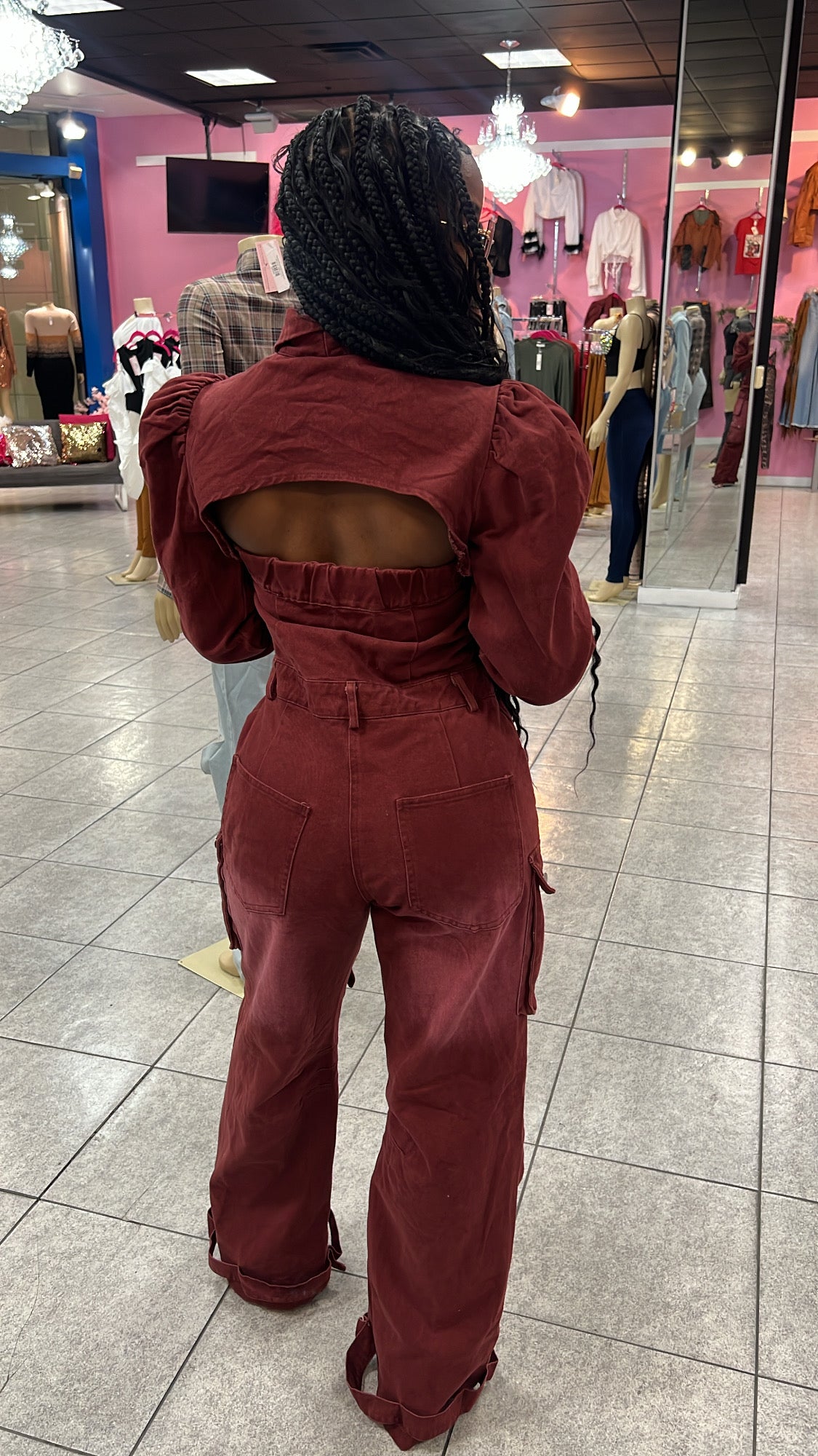 Wine & Work It Denim Jumpsuit