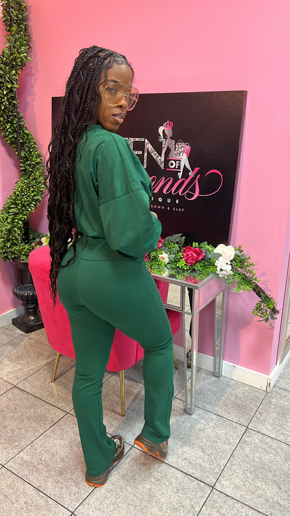 Luxe Lounge Zip Set - Green
