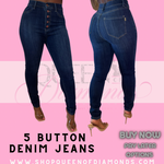 5 Button Denim Jeans - Dark