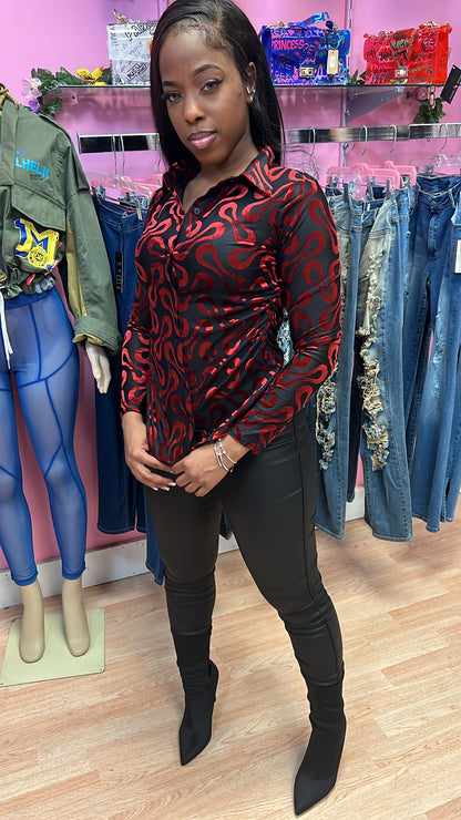 Red Velvet Blouse