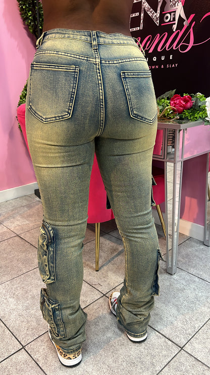 Stack Cargo Jeans - Vintage Wash
