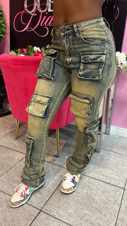 Stack Cargo Jeans - Vintage Wash