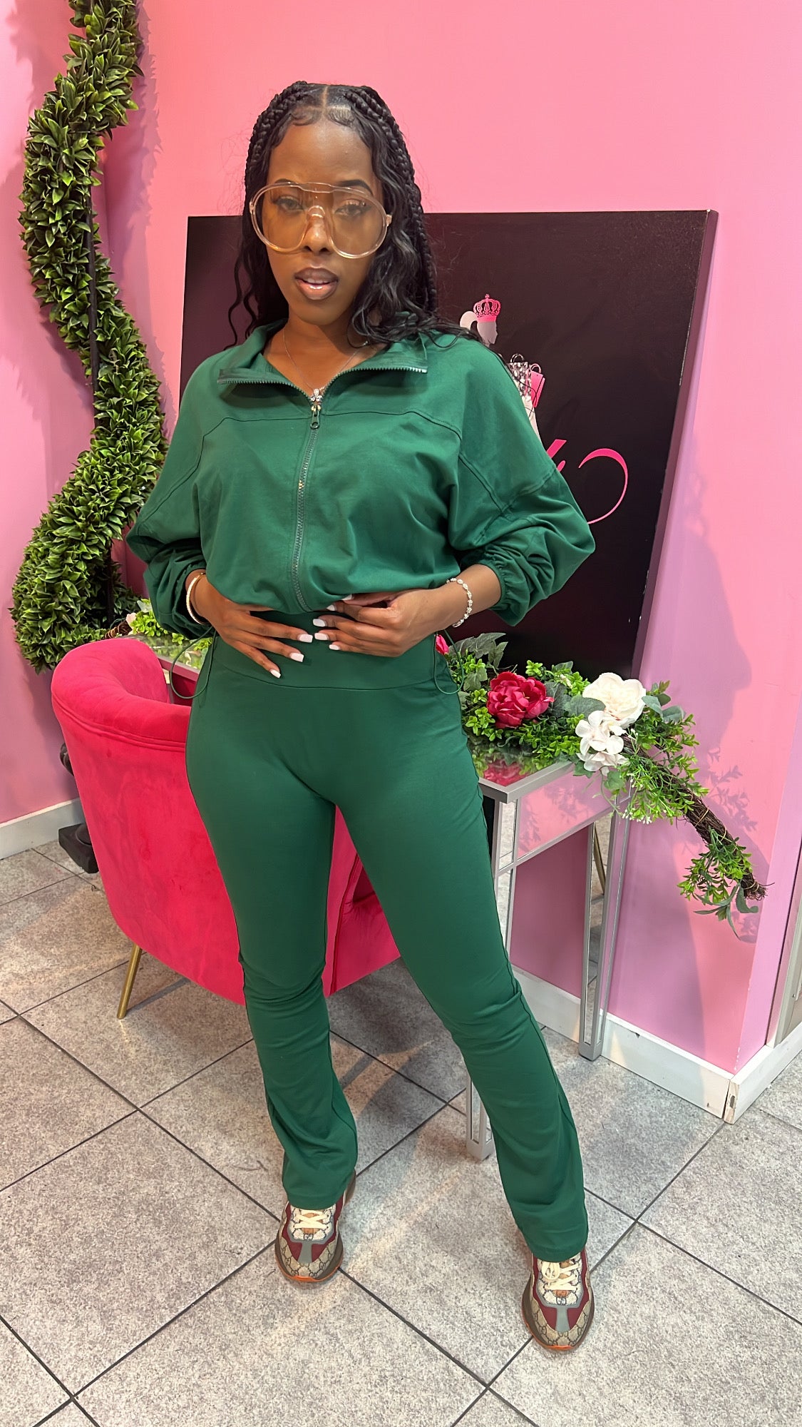 Luxe Lounge Zip Set - Green