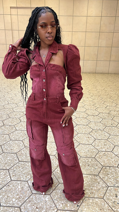 Wine & Work It Denim Jumpsuit