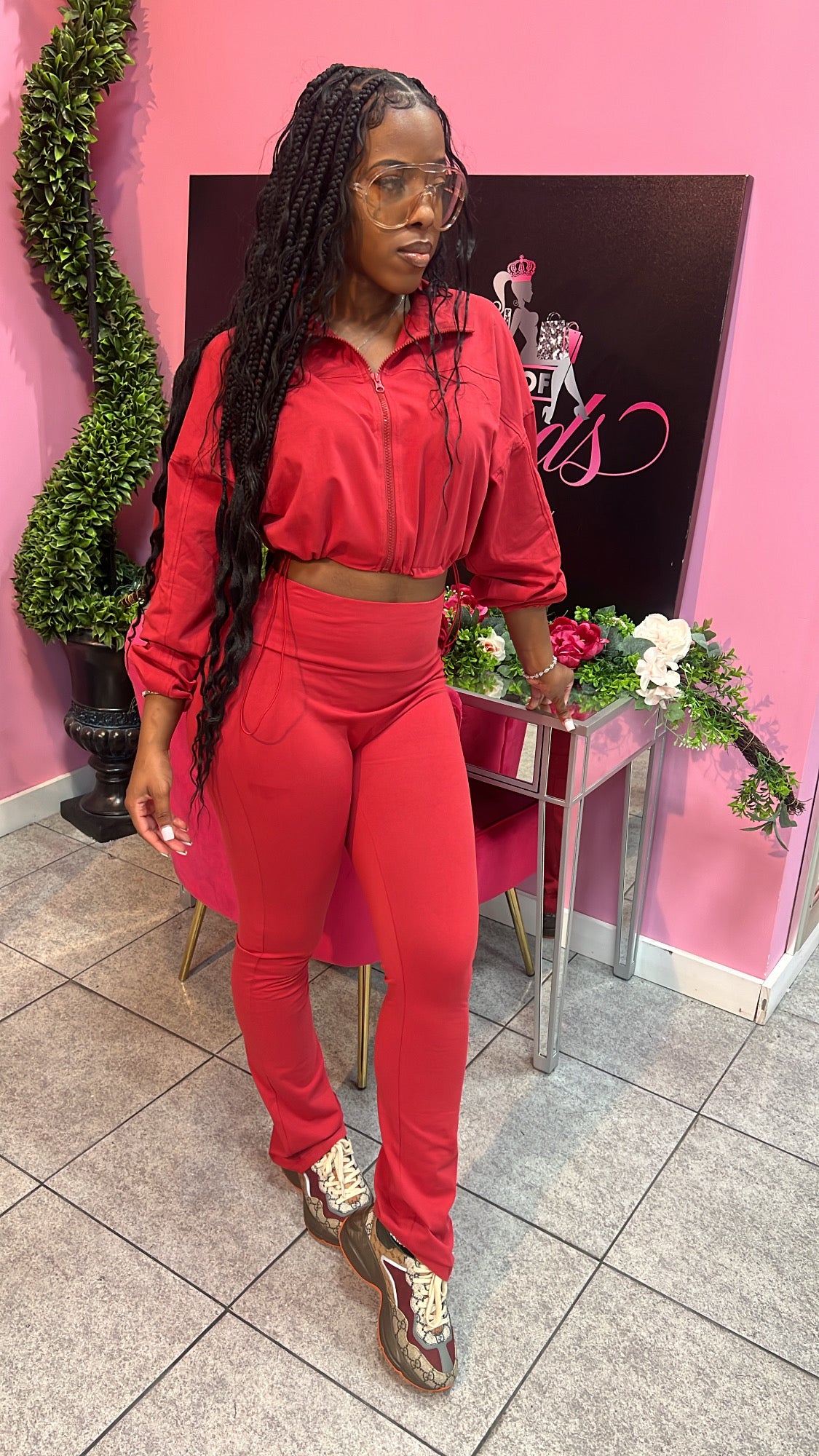 Luxe Lounge Zip Set - Burgundy