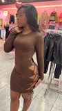 Prime Lace Up Dress - Brown