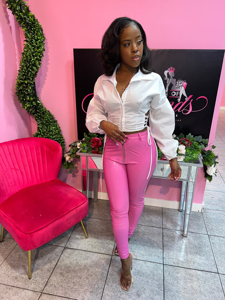 Judy Blue HOT PINK Tummy Control Faux Leather Straight Leg Pants - Boujee  Boutique