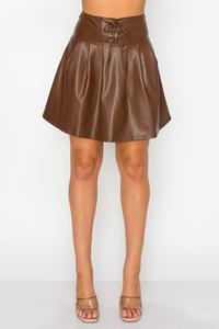 Get Em Girl Liquid Skirt - Brown