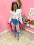 Boss Lady Bow Blouse - White