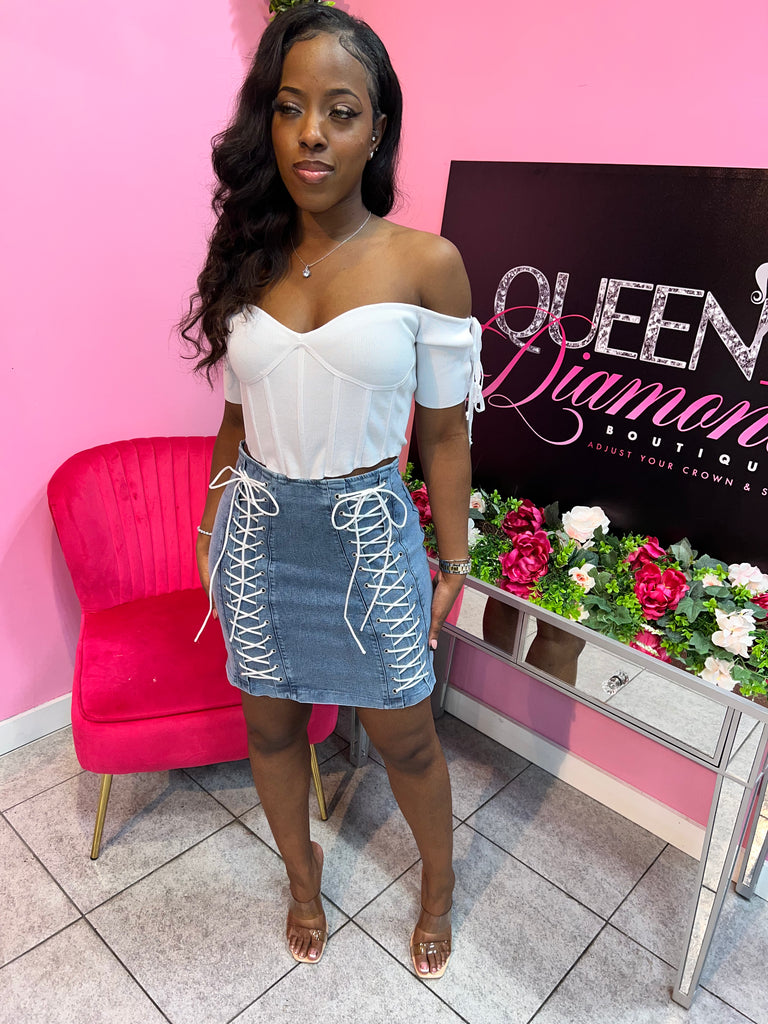 Pink best sale jean skirt