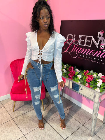 Lace sales side jeans