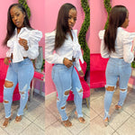 Boss Lady Bow Blouse - White