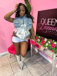 Bubble Denim Vest - Silver