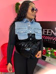Bubble Denim Vest - Black