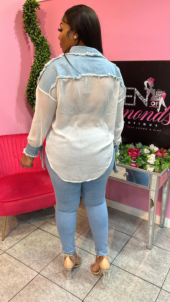 Raw Edge Denim Blouse