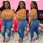 Color Fringe Sweater - Orange