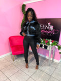 Denim Fur Jacket - Black