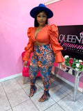 Twist Crop Blouse - Orange
