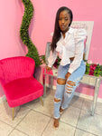 Boss Lady Bow Blouse - White