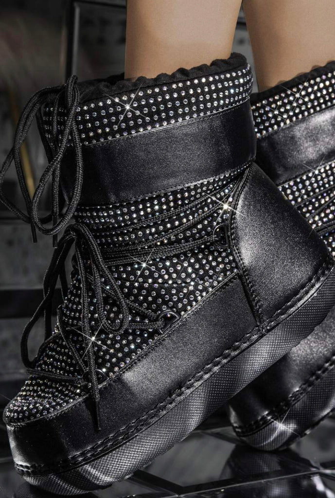 Sparkly Moon Boot - Black – Queen Of Diamonds Boutique