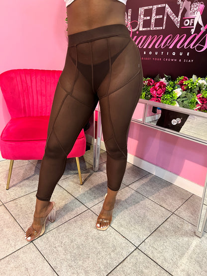 Blurred Line Leggings - Brown